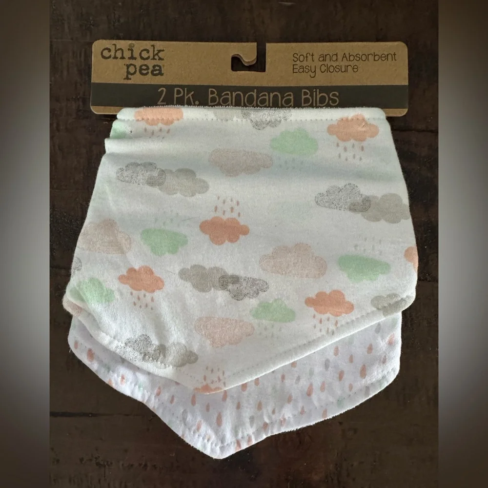 Bandana Bibs - Multicolor Clouds (2pk)